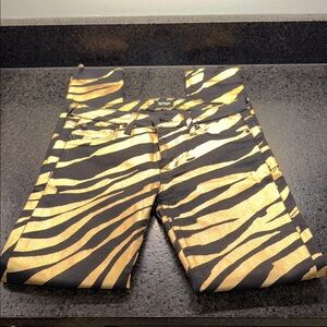 Hudson Jeans Women’s Black & Gold Tiger-Stripe Skinny Jeans